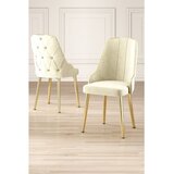 Hanah home set trpezarijskih stolica Krax 4 kom, krem tkanina Babyface, zlatne metalne noge | Eponuda.com