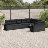 vidaXL 9-dijelni set vrtnih sofa s jastucima crni od poliratana | shoptok.hr