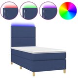  Krevet box spring s madracem LED plavi 90x200 cm od tkanine | shoptok.hr