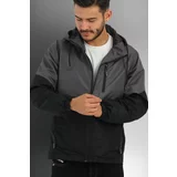 River Club Men's Anthracite-black Two Color Inner Lined Waterproof Hooded Sports Raincoat-wind cap