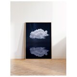 Wallxpert uramljena slika 115203, beli oblak i njegov odraz pod noćnim nebom, 50 x 70 cm, ram u boji prirodnog drveta Cene