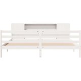 vidaXL Krevet s regalom z knjige bez madraca bijeli 200x200cm borovina | shoptok.hr