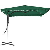 Vanjski suncobran s čeličnim stupom 250 x 250 cm zeleni | shoptok.hr