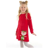 Denokids Naughty Deer Girl Christmas Velvet Red Dress