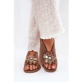 S. BARSKI Ladies Sandals On Flat Heel With Decoration S.Barski KV27-001 Dark Beige | ePonuda.com