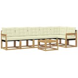 vidaXL Zunanja garnitura za sedenje z blazino 7 pcs Bela in krem, (5000280822) | Shoptok.si