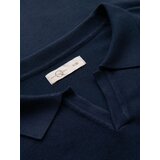 Ombre Men's buttonless polo shirt with classic weave - navy blue | Shoptok.si