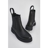 Marjin Women's Genuine Leather Elastic Side Band Daily Boots Kater Black Cene