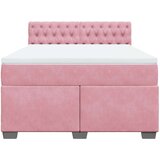 vidaXL Box spring postelja z vzmetnico temno roza 140x200 cm žamet | Shoptok.si