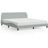  The Living Store Posteljni okvir z vzglavjem svetlo siv 180x200 cm žamet - Posteljni Okvir, (21488190) | Shoptok.si