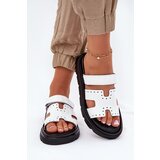 Zazoo Lacquered Women's Sandals Made Of Natural Leather On Platform White 40440 | shoptok.hr