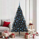 vidaXL Umjetna preddekorirana božićna jelka Črna 180 cm PVC | Shoptok.si