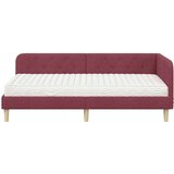 vidaXL Kotna postelja z vzmetnico Vinorodna rdeča 90 x 200 cm blago | Shoptok.si