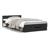vidaXL Posteljni okvir s predalom črn 90x190 cm inženirski les | Shoptok.si
