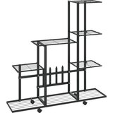 vidaXL Stojalo za rože s kolesi 94,5x25x92,5 cm črno kovinsko, (20579845) Cene