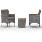 vidaXL 3-dijelni bistro set od poliratana i bagremovog drva sivi | shoptok.hr
