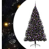 vidaXL Umjetna preddekorirana božićna jelka Črna 210 cm PVC | Shoptok.si