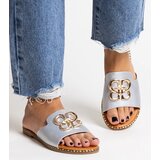 Gemre Silver flip-flops with decorative buckle Safi | Shoptok.si