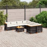 Maison Chic Seti vrtnega pohištva - Vrtna garnitura - Vrtni pohištvo set 9-delna z blazinami črn poli ratan, (21807773) | Shoptok.si