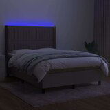  Krevet box spring s madracem LED smeđesivi 140x190 cm tkanina | shoptok.hr