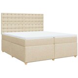 vidaXL Box spring postelja z vzmetnico krem 200x200 cm blago, (21310339) | Shoptok.si