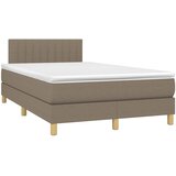 Krevet box spring s madracem LED smeđesivi 120 x 200 cm tkanina | shoptok.hr