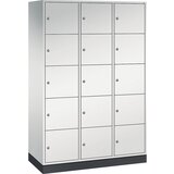 C+P Jeklena omara s predelki z zaklepanjem INTRO, višina predelka 345 mm, ŠxG 1220 x 500 mm, 15 predelkov, korpus svetlo siv, vrata svetlo siva Cene