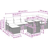 vidaXL set 8 delnega vrtnega kavča z blazinami črni poliratanski | Shoptok.si