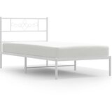 Maison Chic Kovinski Posteljni okvir - Dvoposteljna postelja - Zakonska postelja z vzglavjem bel 107x203 cm, (21692998) | Shoptok.si
