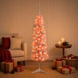  Umjetno usko božićno drvce s kuglicom 120 cm 150 LED lampica | shoptok.hr