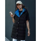 DStreet Women's long quilted vest with hood CHESTER black