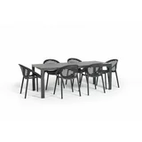 Bonami Selection Vrtni blagovaonski set za 6 osoba s crnim stolicama Joanna i stolom Viking, 90 x 205 cm