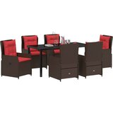  Vrtni set za objed s jastukom 7 pcs Smeđa Poli ratan | shoptok.hr