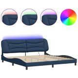  Posteljni okvir z LED lučkami moder 200x200 cm tkanina, (21111397) | Shoptok.si