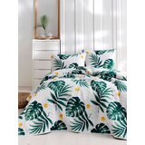  Kapitone monstera - green whitegreenyellow single bedspread set Cene