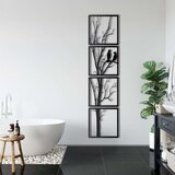 Wallxpert metalni zidni ukras 5235, drvo sa pticama u 4 vertikalno složena panela, 37,5 x 150 cm, crni | Eponuda.com