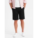 Ombre Classic men's chino shorts with rolled up leg - black | shoptok.hr