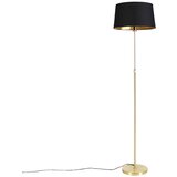 QAZQA Stoječa svetilka zlata / medenina s nastavljivim črnim senčilom 45 cm - Parte | Shoptok.si