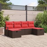  Set sofe 6 kom. 6-Broj sjedala Smeđa i crvena poliratan 230 x 117 x 85 cm | shoptok.hr