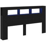  Posteljna glava s LED lučmi Črna hrast 180x18,5x103,5 cm | Shoptok.si