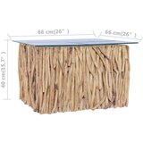  Stolić za kavu sa staklenom površinom 66x66x40 cm od tikovine | shoptok.hr