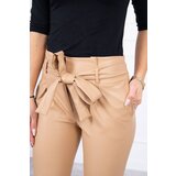 Kesi Leather trousers with a tie at the front beige | shoptok.hr