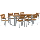 vidaXL Set za blagovanje u vrtu od 9 dijelova od čvrstog drva akacije i metala | shoptok.hr