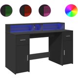 Maison Chic Pisalna miza - pisarniška miza - Računalniška miza z LED lučkami črna 140x55x91 cm inženirski les, (21785089) | Shoptok.si