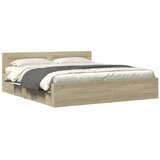  Okvir za krevet s uzglavljem boja hrasta 200x200 cm drveni | shoptok.hr