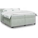vidaXL Box spring postelja z vzmetnico svetlo siva 200x200 cm žamet Cene