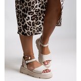 Gemre Beige eco leather wedge sandals Milesia | ePonuda.com