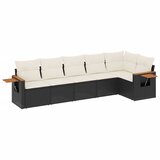  6-dijelni set vrtnih sofa s jastucima crni od poliratana | shoptok.hr