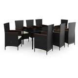  9-dijelni vrtni blagovaonski set s jastucima crni | shoptok.hr