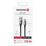 kabel USB/USB-C, TEXTILE II, 3A, 60W, 480 Mb/s, 1,5m crno-sivi